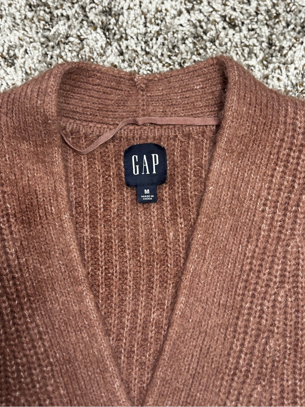 GAP Rust Brown Ribbed Button-Up Cardigan - Picture 2 of 3